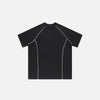 Front view of the black Loose Patchwork Oversized T-shirt in a gray background 