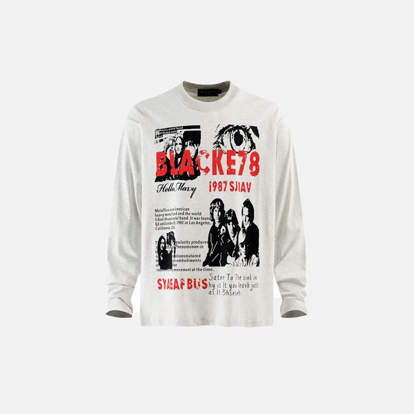 Circa-2000 Plush Hip Hop Illustrated Illustrated Long Sleeve T-Shirt