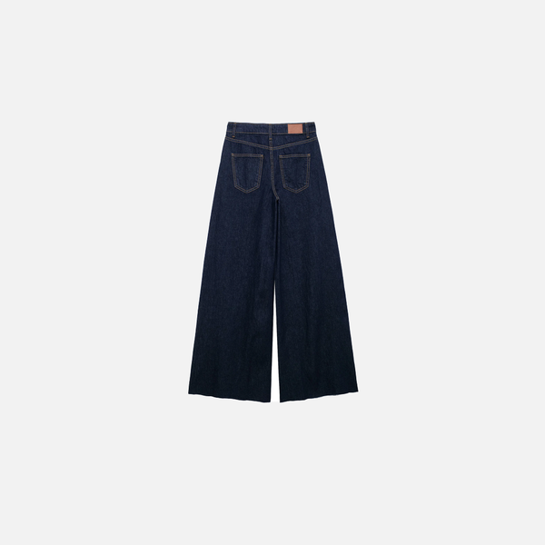 Dark Blue Bell Leg Denim alternatif görünüm