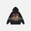 Back view of the black Battle Of The Hearts Hoodie in a gray background