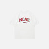 Front view of the white Oversized Loose T-Shirt in a gray background 