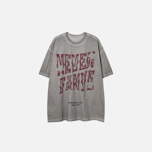 Letter Stamped Faded-Wash Boxy-Fit T-Shirt alternatif görünüm