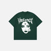 Front view of the green Vintage Women's Gothic T-Shirt in a gray background