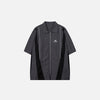 Front view of the gray Splicing Color Zip-up Shirt in a gray background 