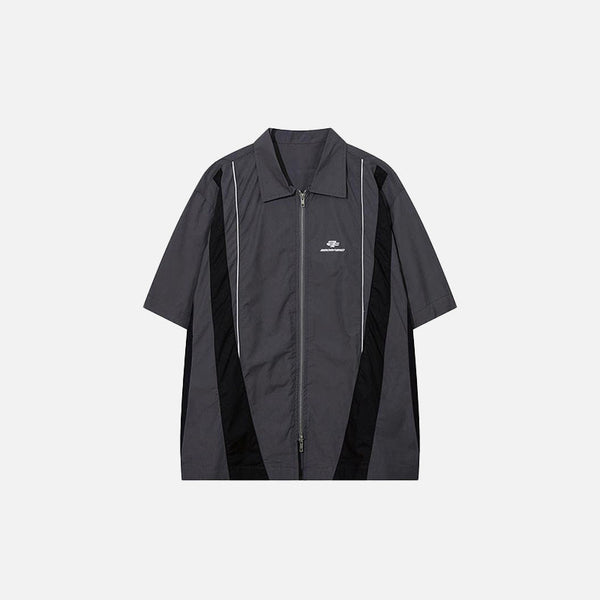 Zip-up Color Splicing Shirt alternatif görünüm