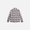 Stitch-Accent Plaid Woven Top