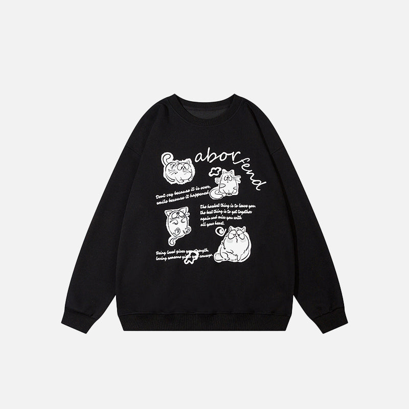 Scholar Cat Print Sweatshirt