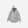 Front view of the gray Classic Zip-Up Hoodie in a gray background