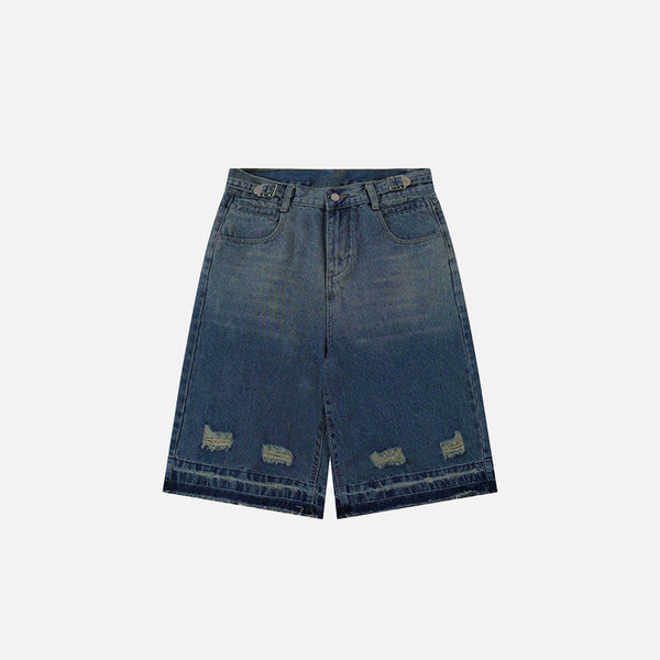 2000s Torn Rinse Denim Shorts alternatif görünüm