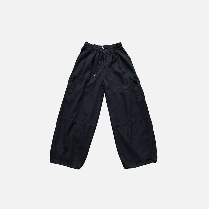 Solid Relaxed Wide Leg Street Pants