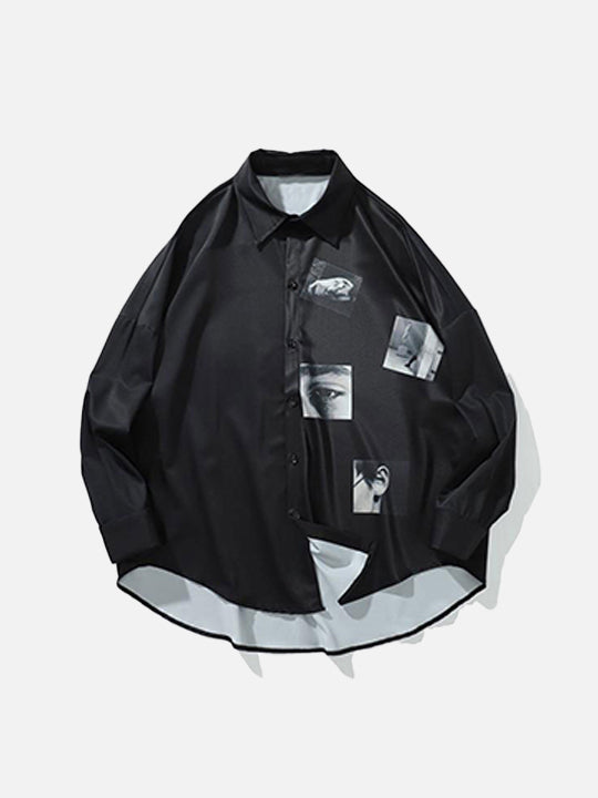 Collage Print Polyester Woven Top alternatif görünüm