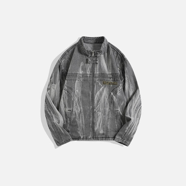 Versatile Metro Faded Batik Denim Jacket