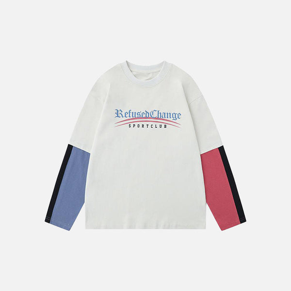 Relaxed-Cut Collage-Cut Long Sleeve T-Shirt alternatif görünüm