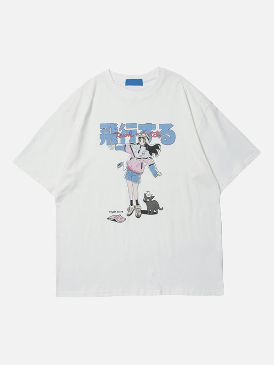 Dual Match Otaku-Style Girl T-Shirt alternatif görünüm