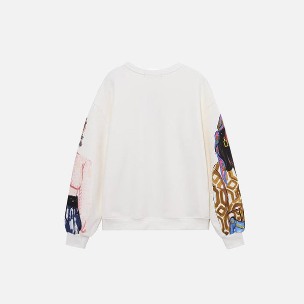 Printed Fleece Casual Sweatshirt alternatif görünüm
