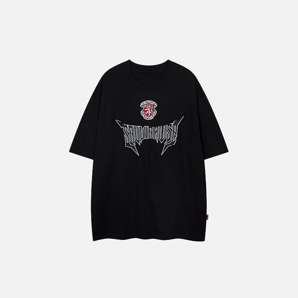 Print Letter Embroidery T-Shirt alternatif görünüm