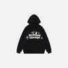 Front view of the black Refused Change Graphic Hoodie in a gray background