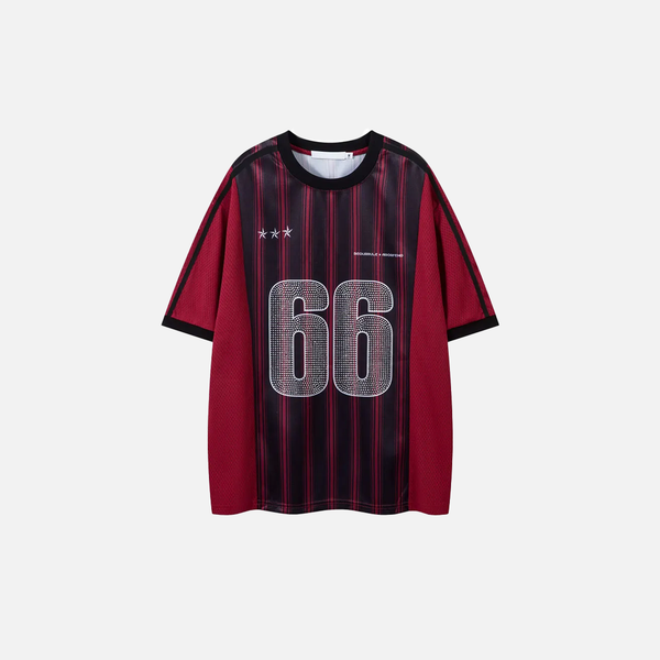Sport Jersey Mesh Flexible Rhinestone T-Shirt alternatif görünüm