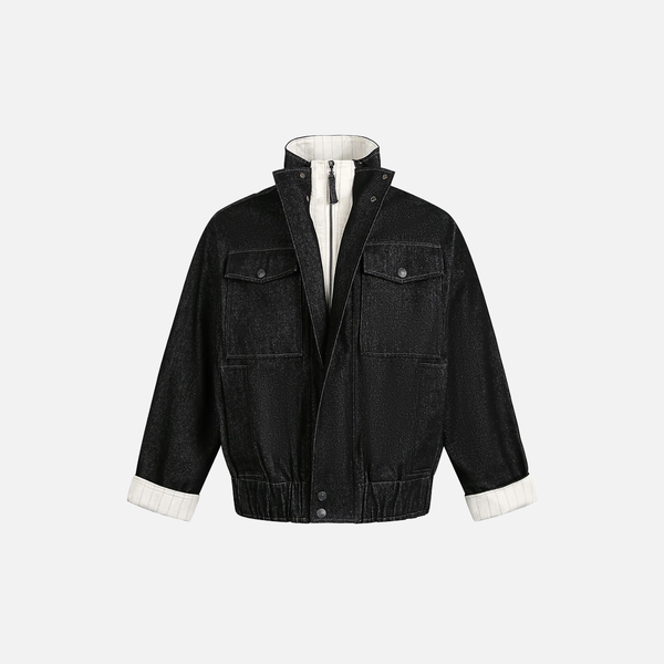 Metro Spliced Dual-Layer Denim Jacket