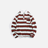 Contrasting Spliced Multi-Stripe Collar-Knit Long Sleeve T-Shirt