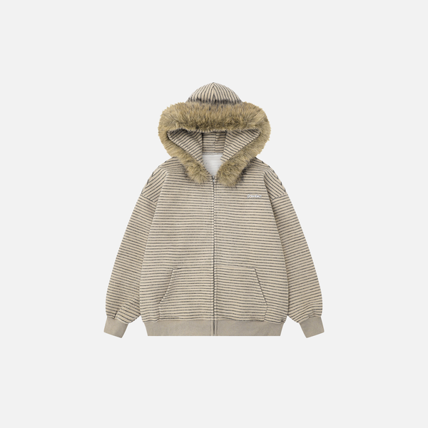 Stripe Fur Relaxed Hood alternatif görünüm
