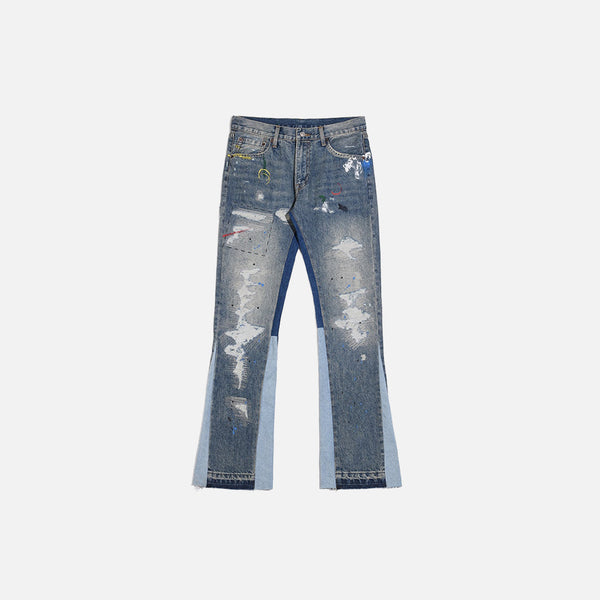 Ink Splash Ripped Denim