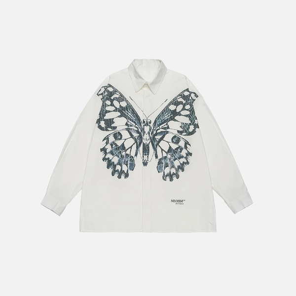 Butterfly Motif Relaxed Long Sleeve Top