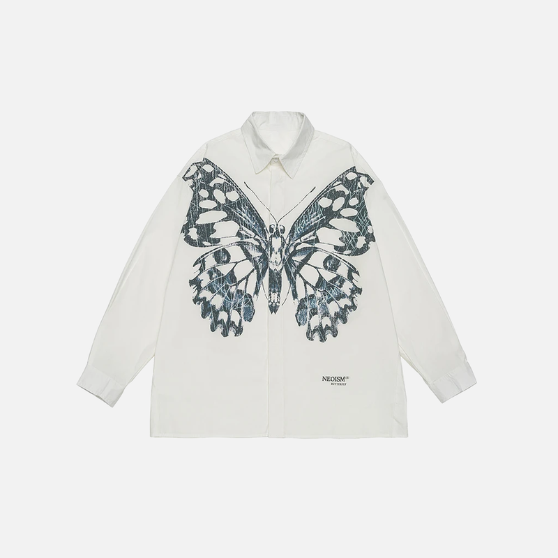 Butterfly Motif Relaxed Long Sleeve Top