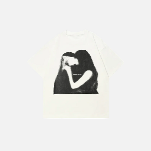 Designed Kissing Aesthetic White T-Shirt