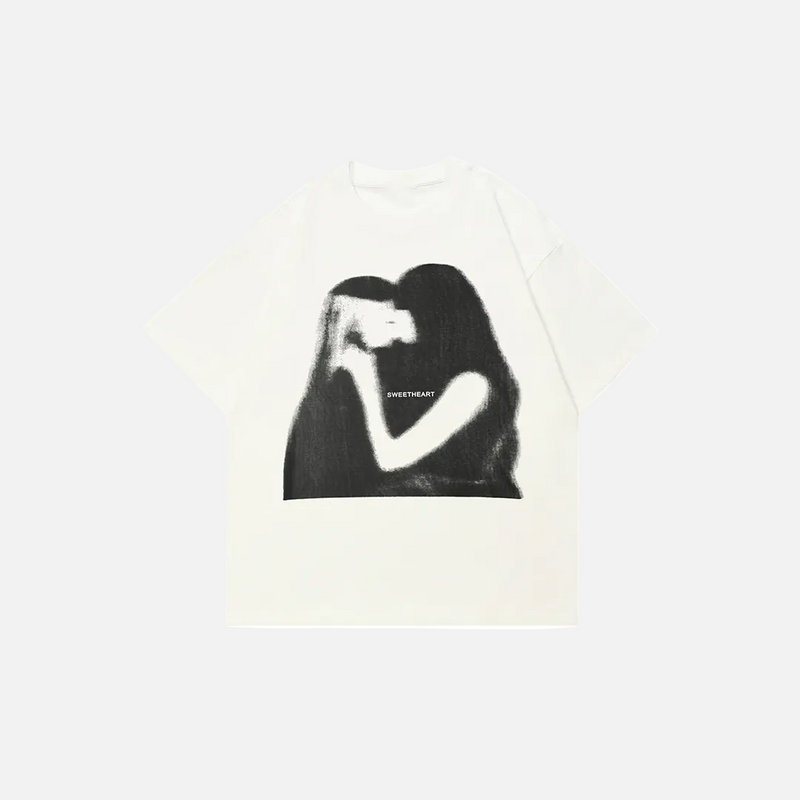 Designed Kissing Aesthetic White T-Shirt