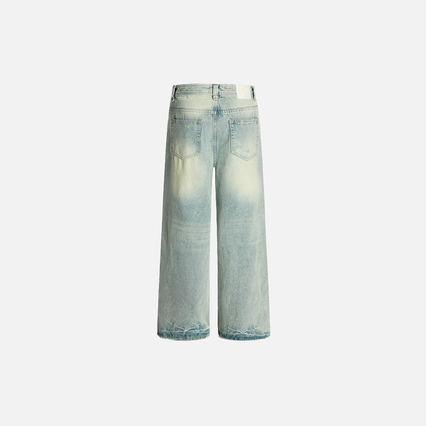 Breathable Faded Torn Denim Bell-Leg Denim alternatif görünüm