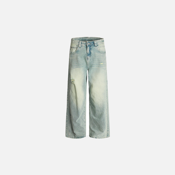 Breathable Faded Torn Denim Bell-Leg Denim