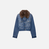Elevated Classic Faux Fur Collar Denim Jacket