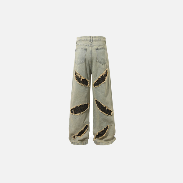 Metro Wild Print Patch Rivets Torn Denim alternatif görünüm