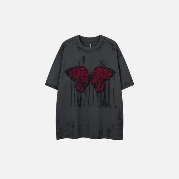Boxy-Fit Grit-Style Wings-Print Needle-Art Color-Burst T-Shirt alternatif görünüm