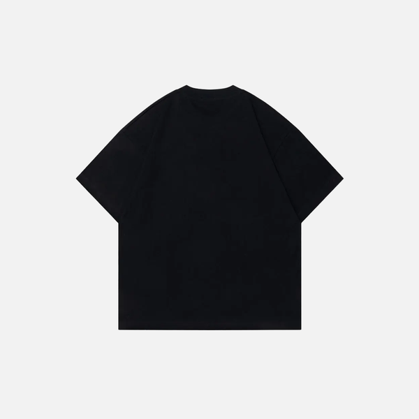 Stand-Out Designed Relaxed-Cut Rebel-Cut Noir-Edge Short Sleeve T-Shirt alternatif görünüm