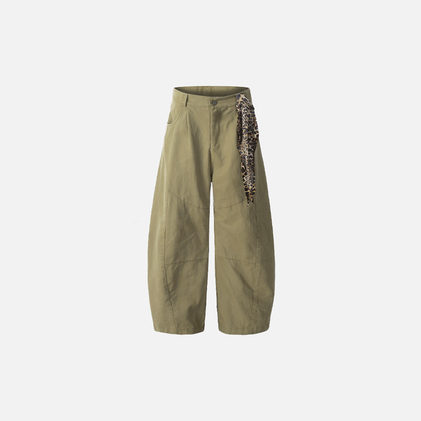 Wild Print Splicing Bell Leg Denim