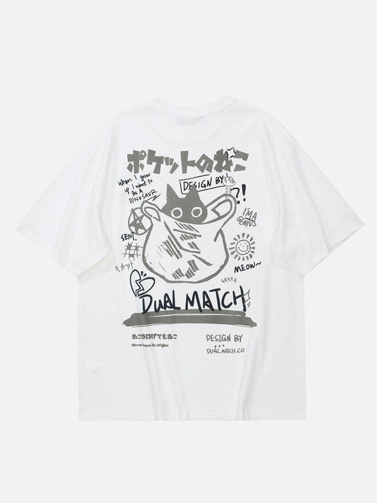 Kanji Feline Drop-Shoulder T-Shirt alternatif görünüm