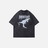 Designed Robot Dinosaur Print Short Sleeve T-Shirt