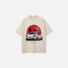 Acid-Rinsed Rising-Sun Speedway Car T-Shirt