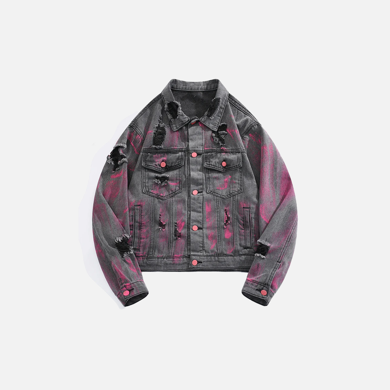 Dark Chic Graphic Faded Denim Jacket