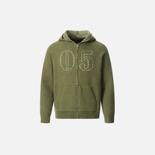 Cold Jacquard Knit Hood Sweatshirt