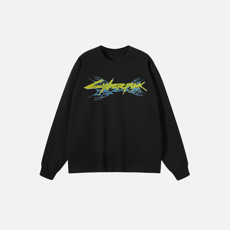 Black Animated-Print Devil Visual Long Sleeve T-Shirt