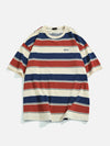 Drop-Shoulder Bar-Print T-Shirt