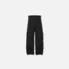 Front view of the black Vintage Multi-pocket Cargo Pants in a gray background