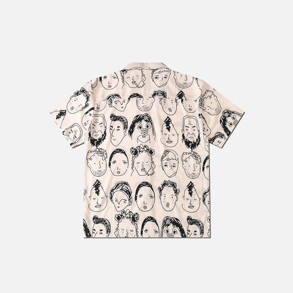 Illustrated Faces Vintage Print Top alternatif görünüm