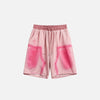 Front view of the pink Oversized Loose Cargo Shorts in a gray background