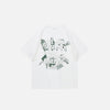 Back view of the white Summer Utility T-shirt in a gray background 