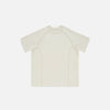 Front view of the milk tea white Loose Patchwork Oversized T-shirt in a gray background 