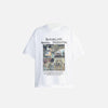 Front view of the white Loose Animal Graphic T-shirt in a gray background